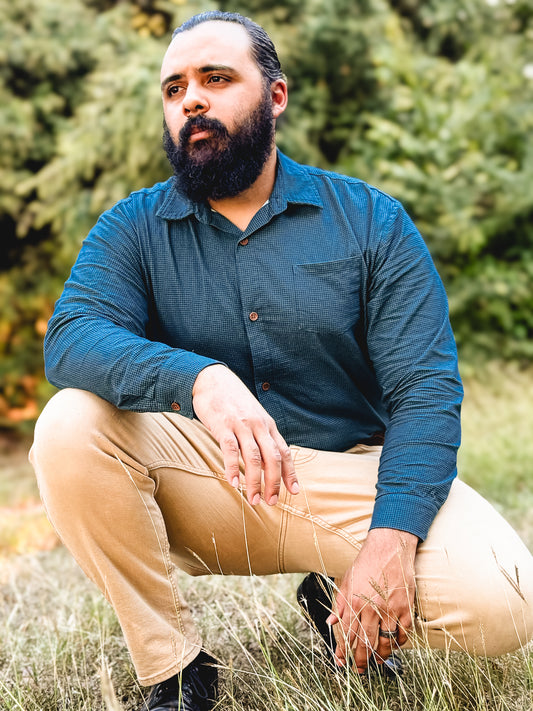 Indigo Lattice ~ Men’s Brave Button-up