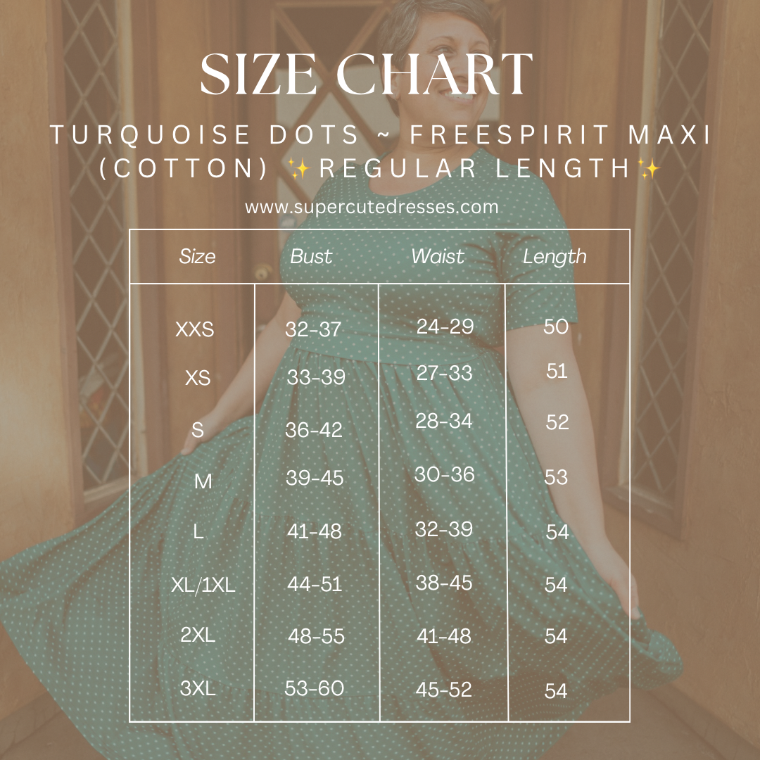 modest nursing dress size chart