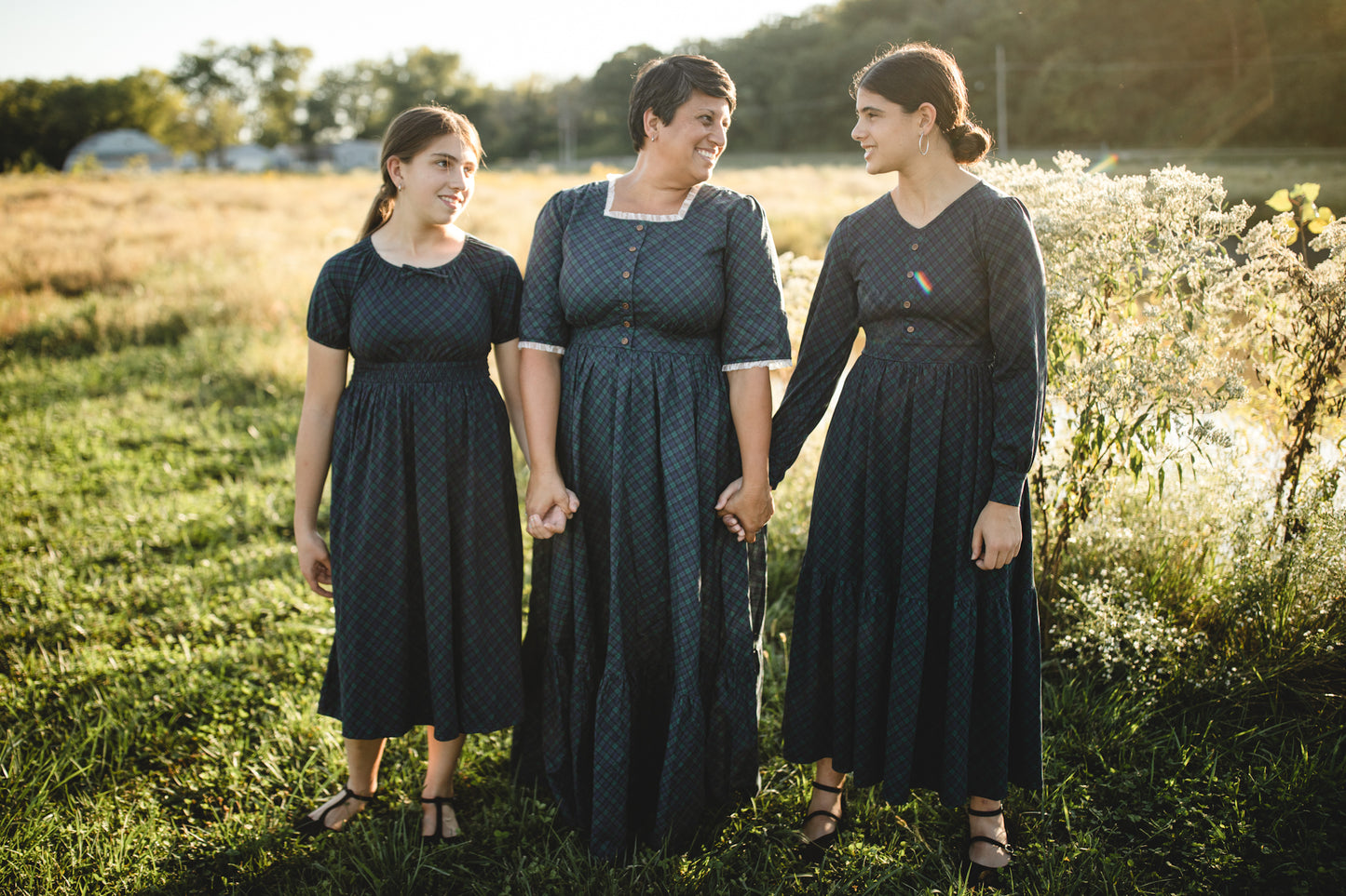 women wearing modest nursing blue patterned dresses