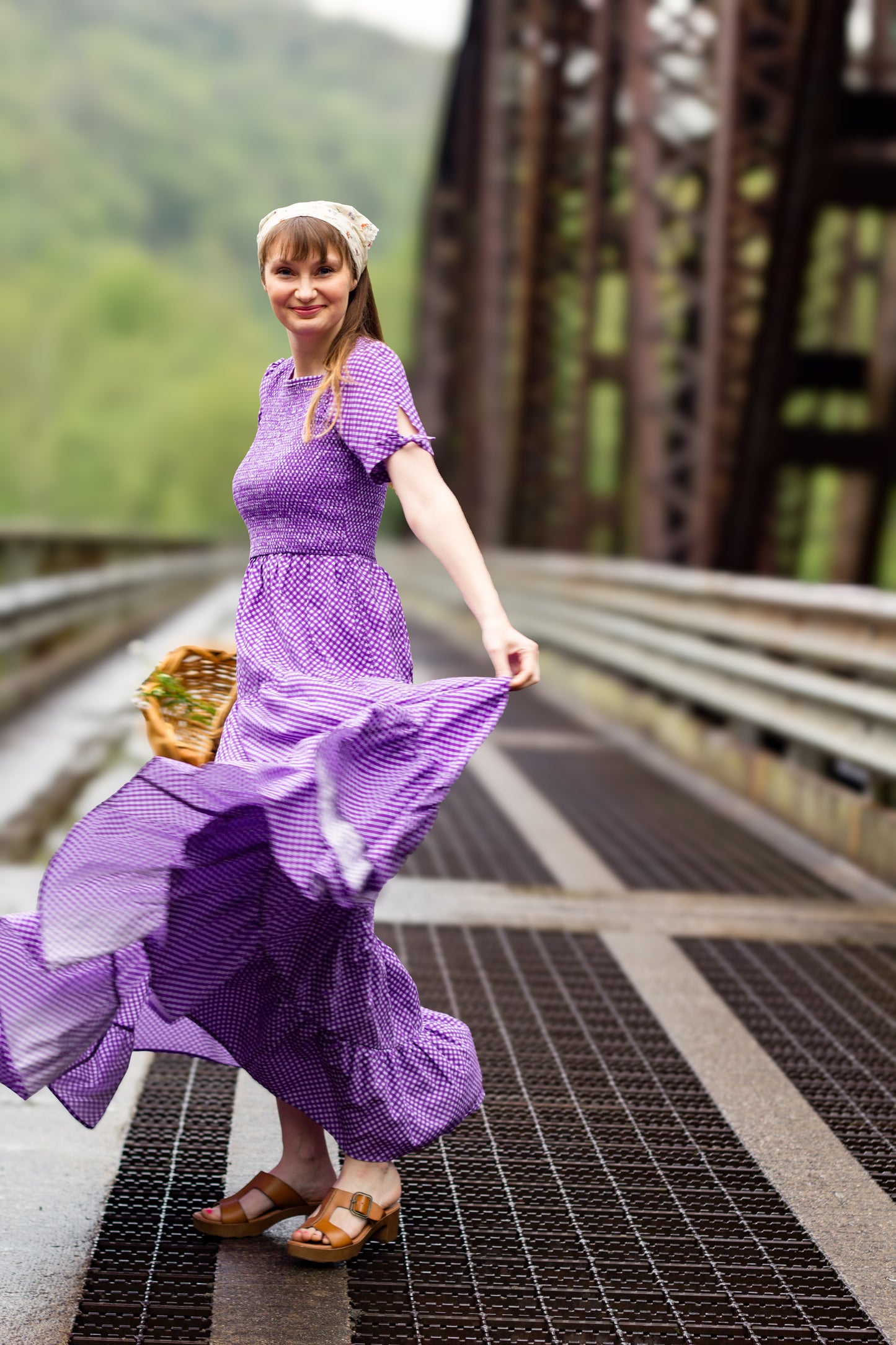 Morning Glory Gingham ~ Nightingale Dress
