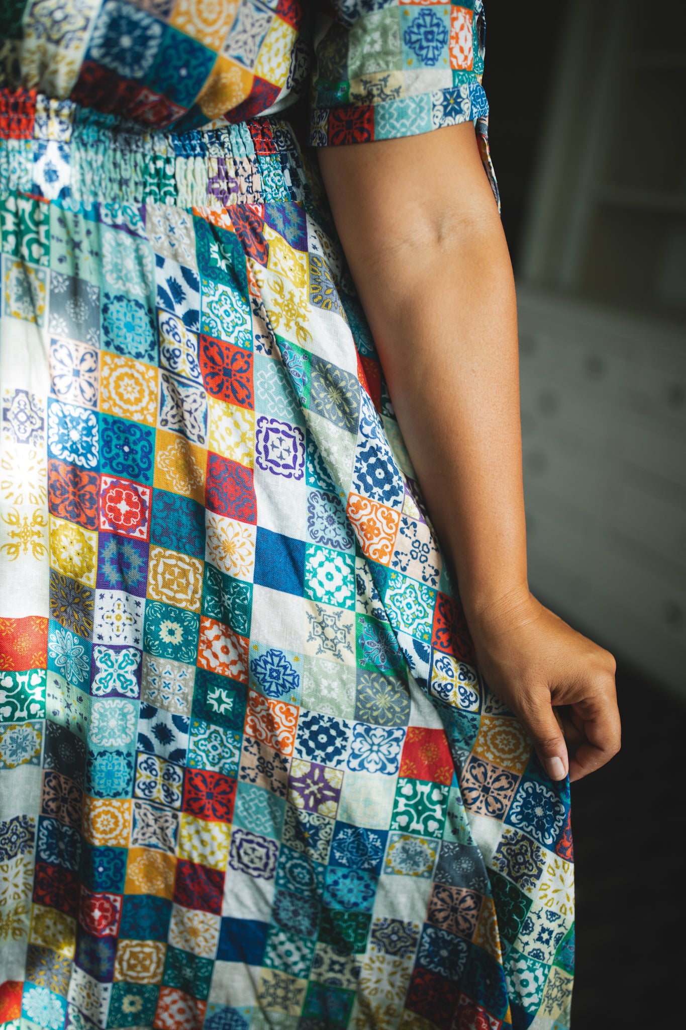 Colorful modest nursing dress