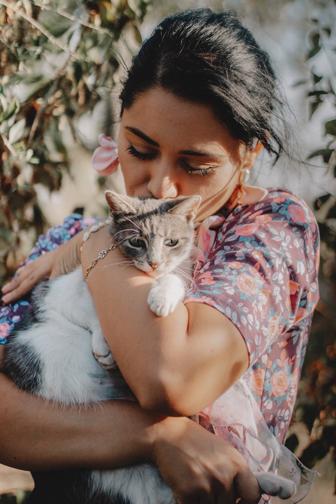 woman wearing a modest nursing floral dress