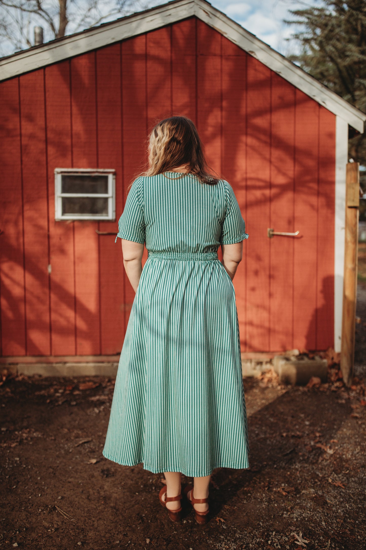 Yuletide Pinstripes ~ Rowena Maxi