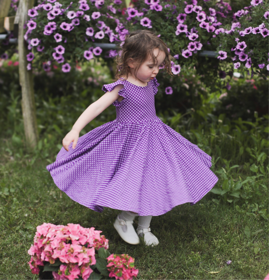 Morning Glory Gingham ~ Fairy-twirl Dress