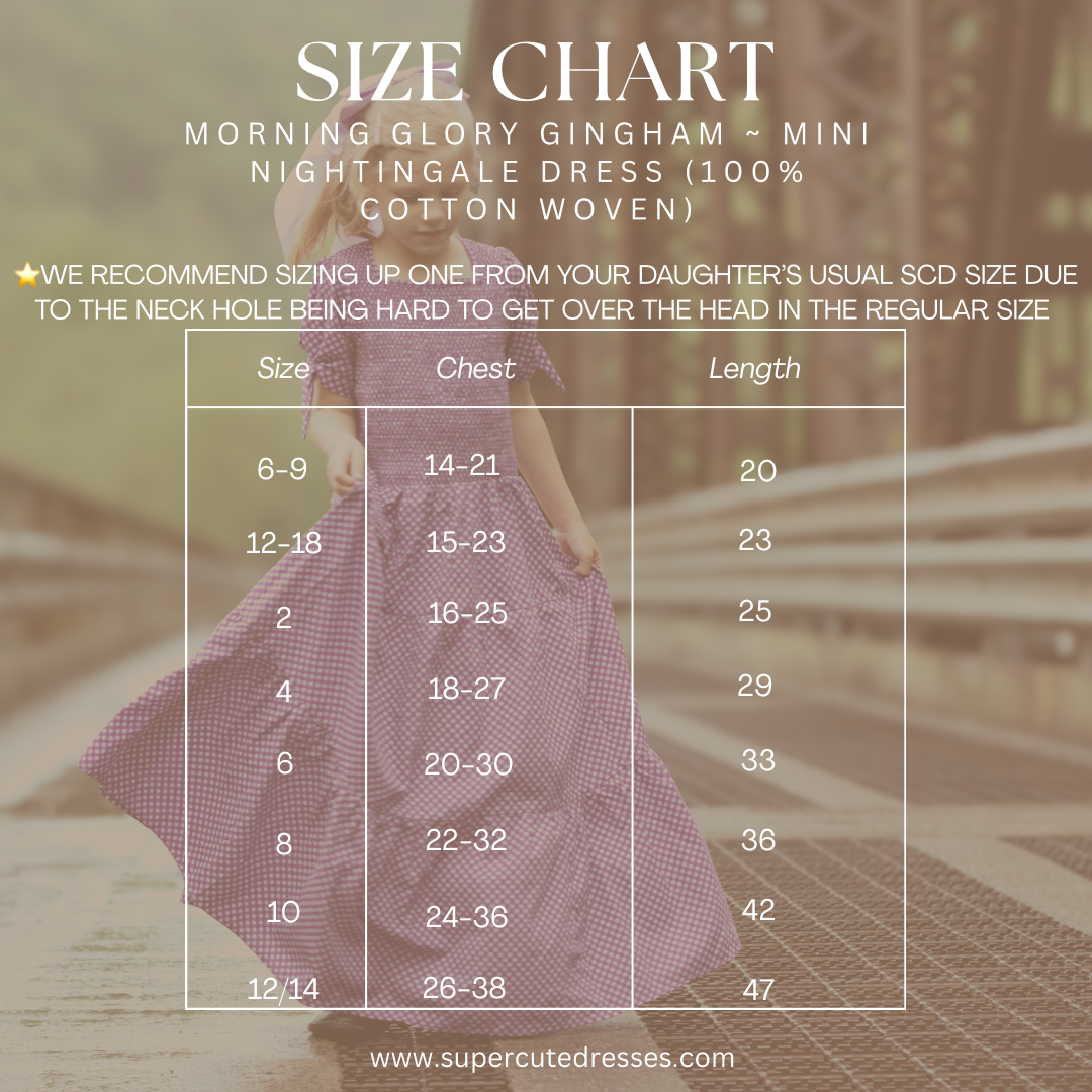 modest purple dress size chart