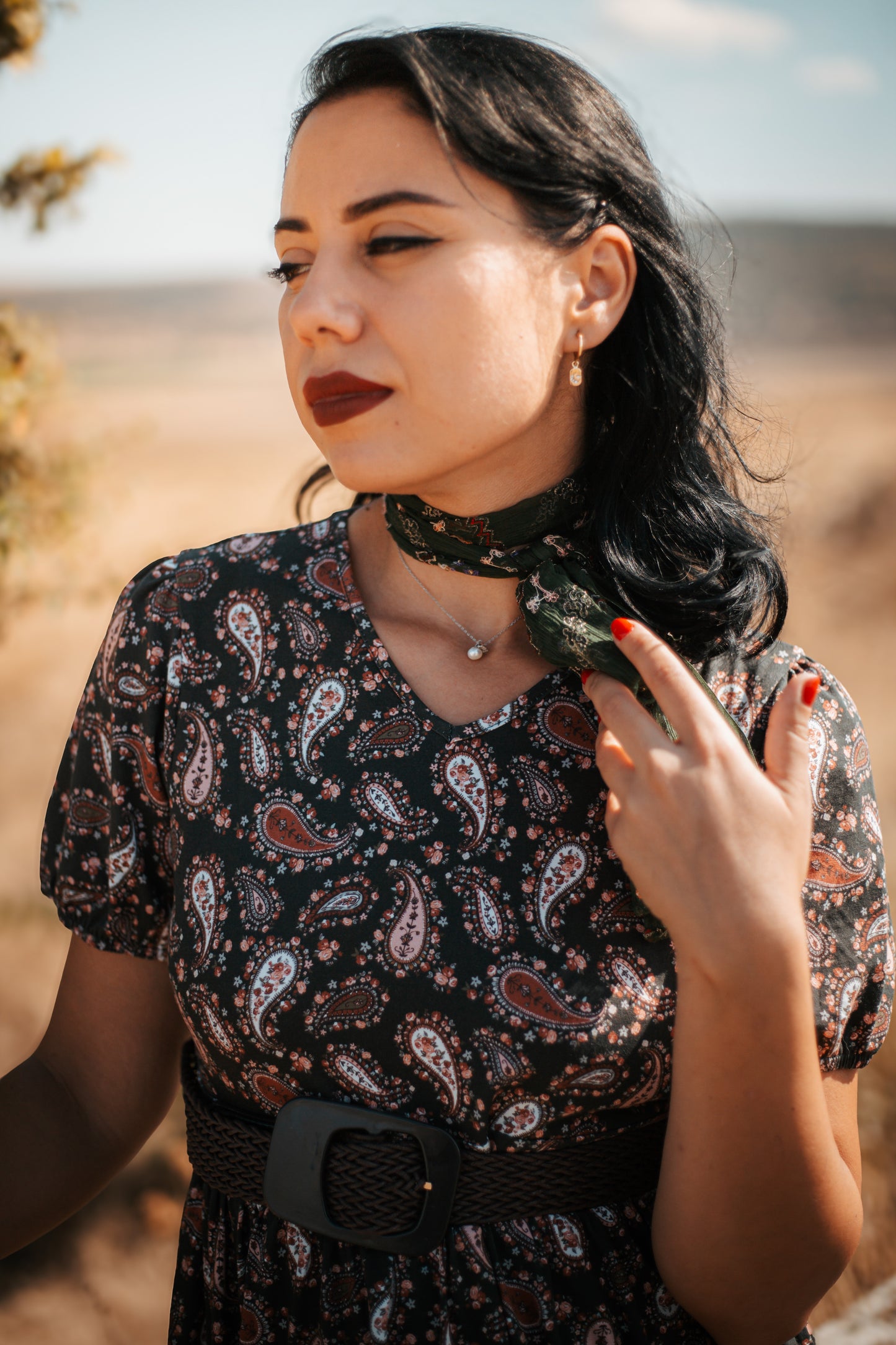 woman wearing a modest nursing floral dress