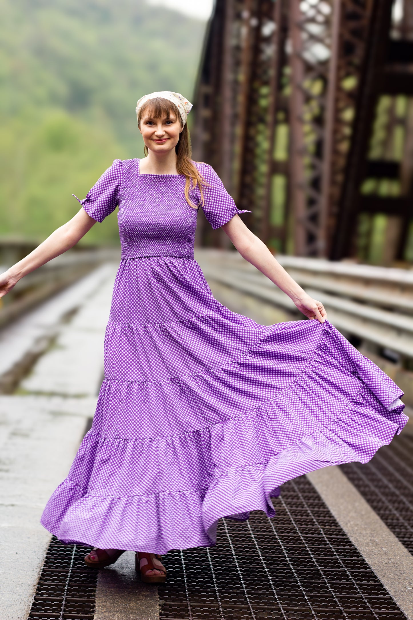 Morning Glory Gingham ~ Nightingale Dress