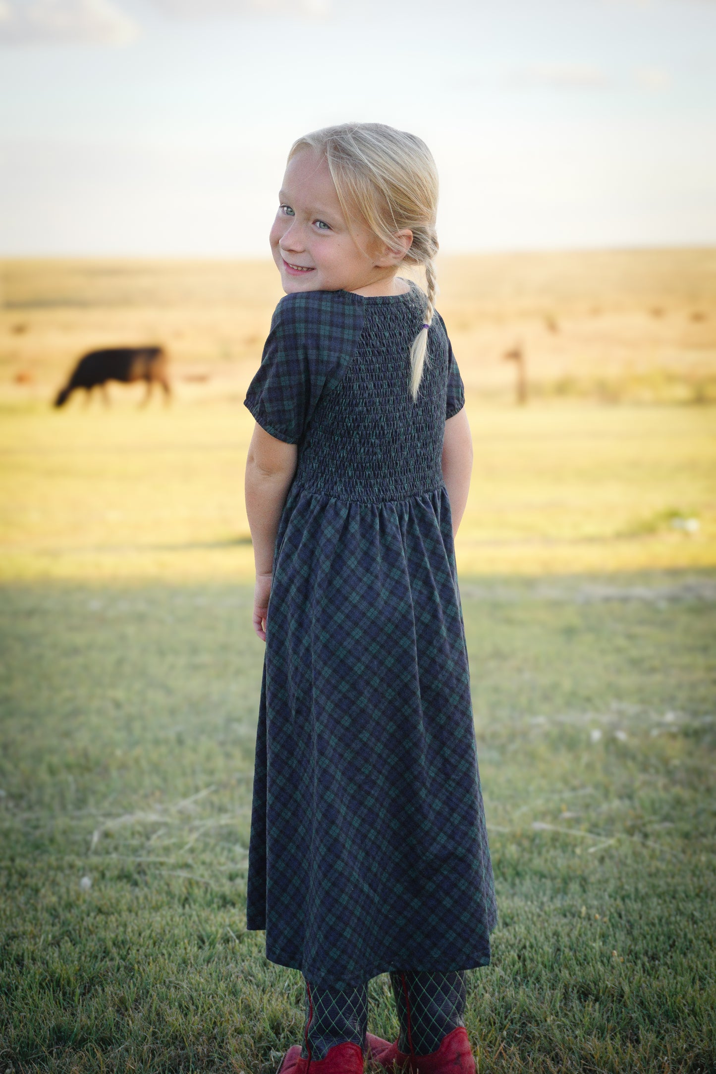 Girl in modest dress outdoors