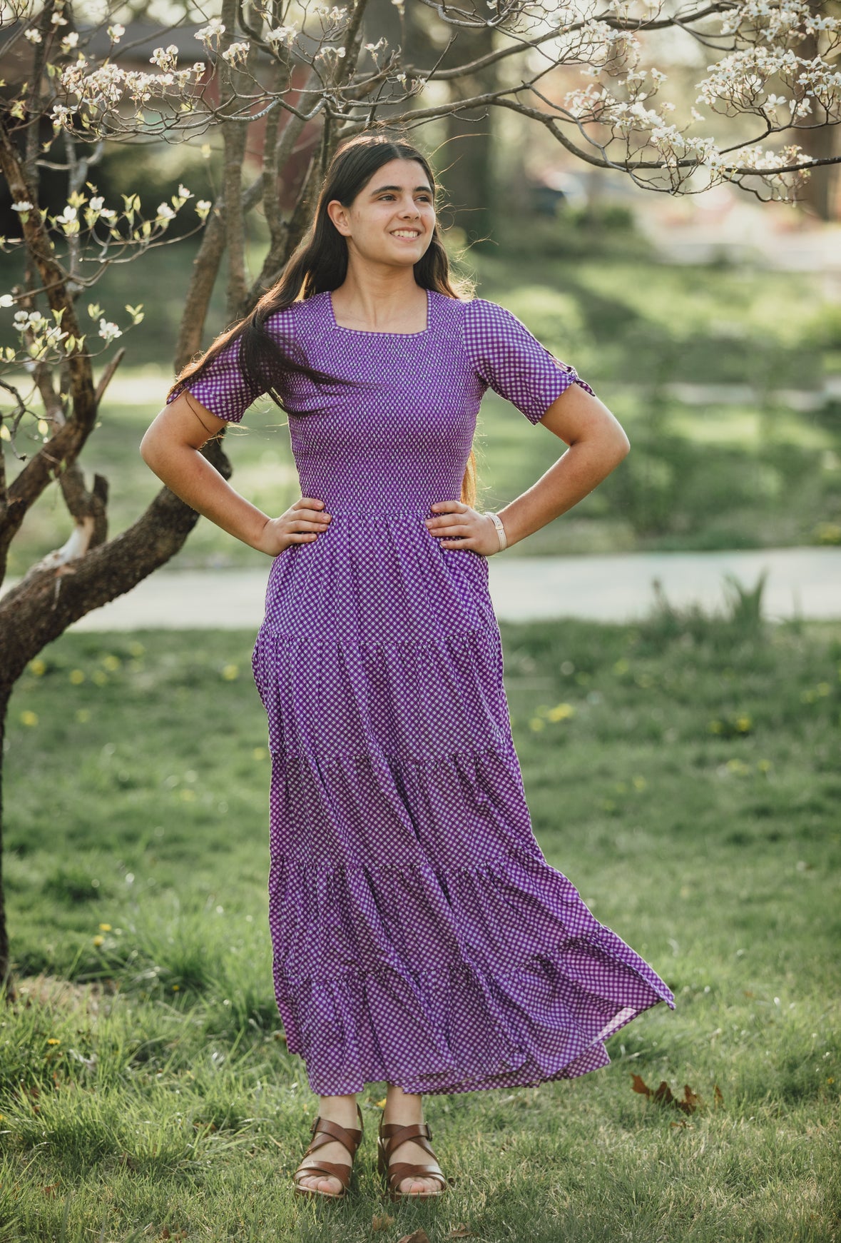 Morning Glory Gingham ~ Nightingale Dress