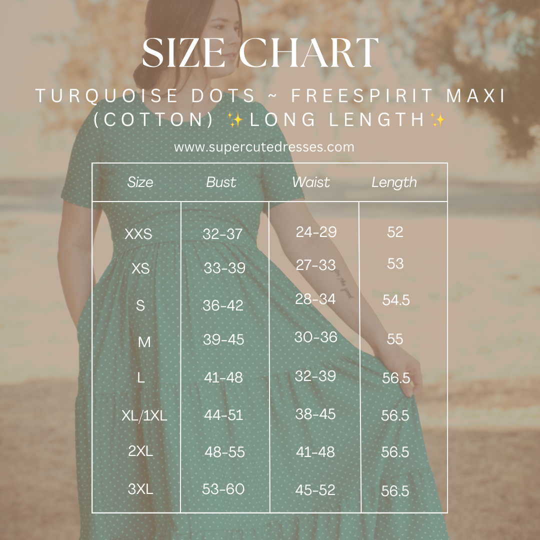 modest nursing dress size chart