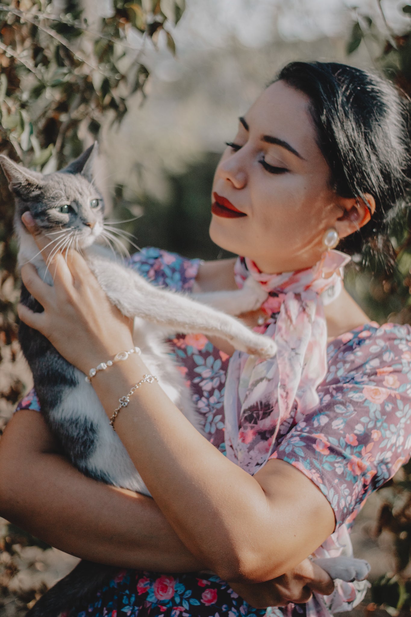 woman wearing a modest nursing floral dress