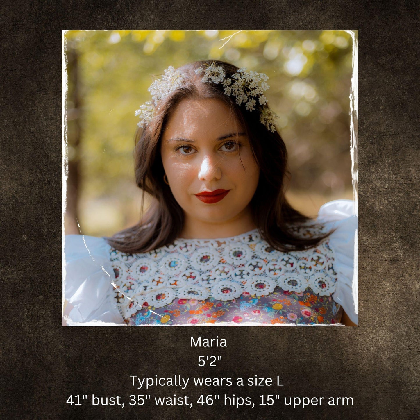 A woman wearing a vintage style modest nursing dress.