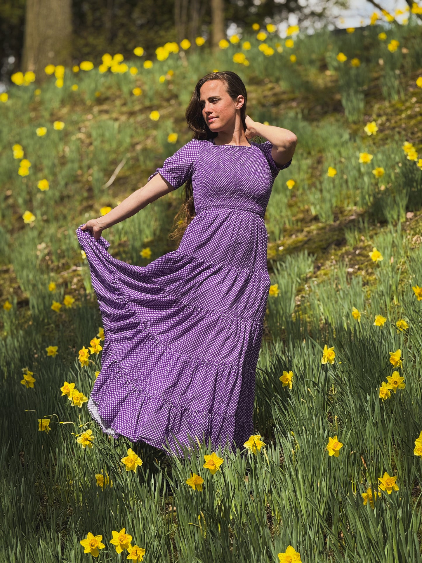 Morning Glory Gingham ~ Nightingale Dress