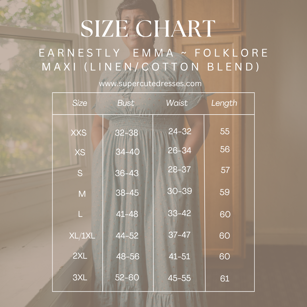 modest nursing dress size chart