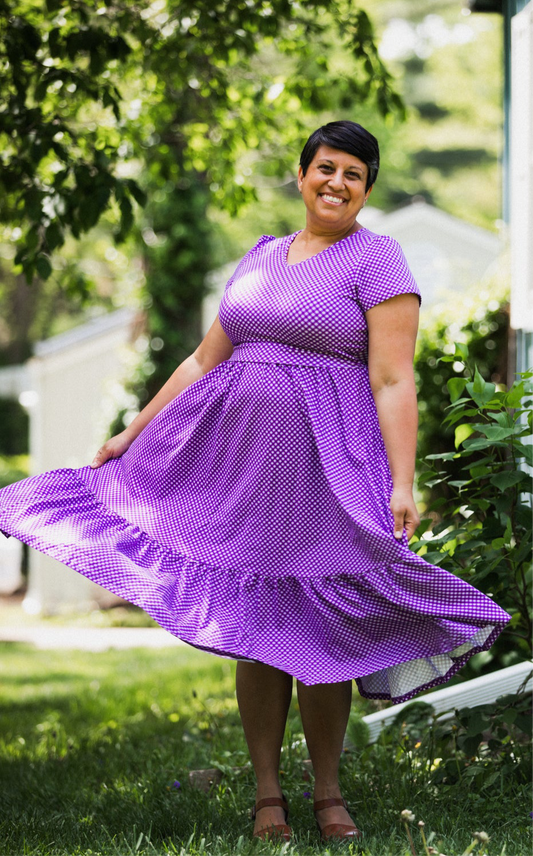 Morning Glory Gingham ~ Canterbury Dress