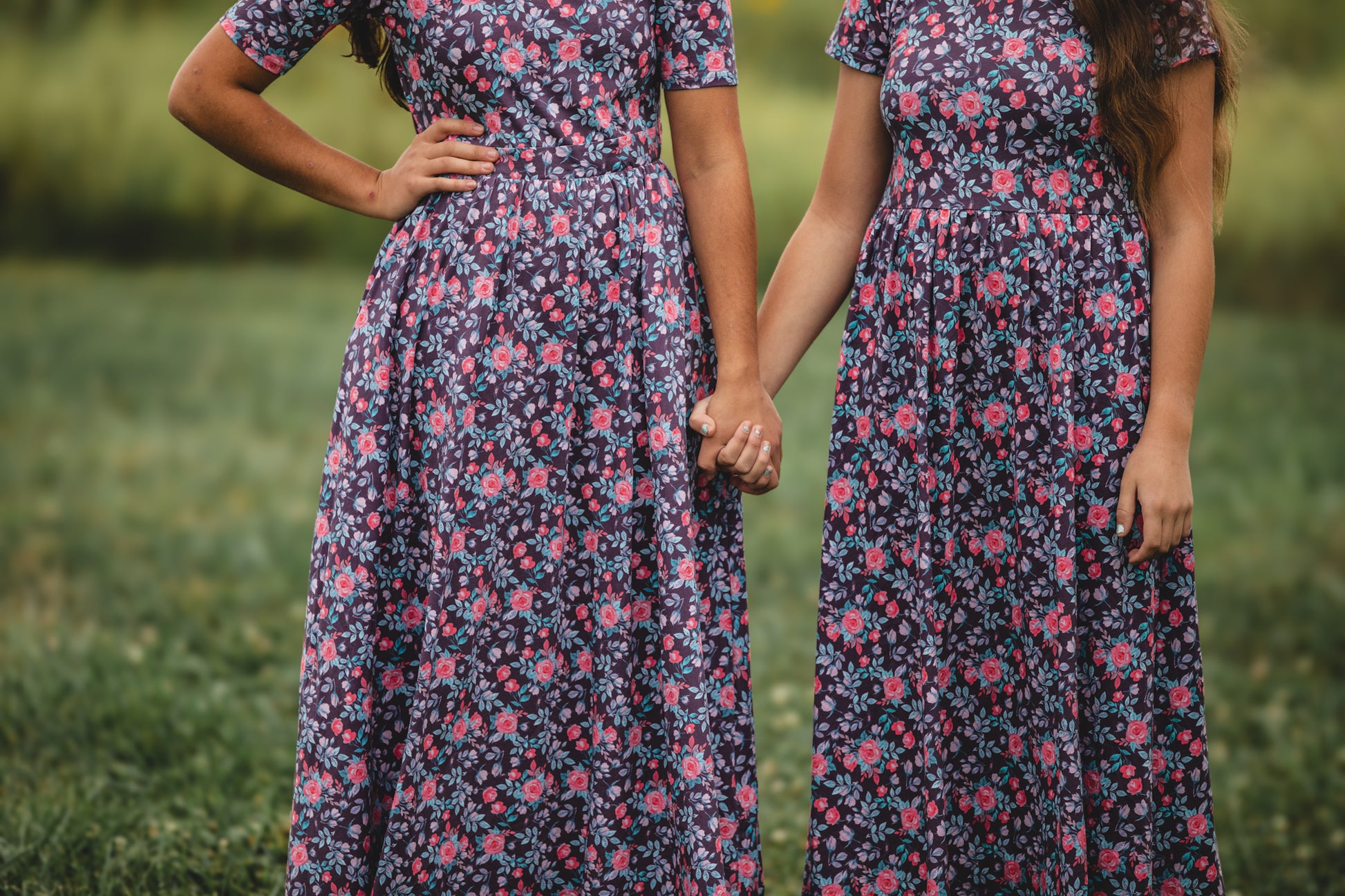women wearing modest nursing floral dresses