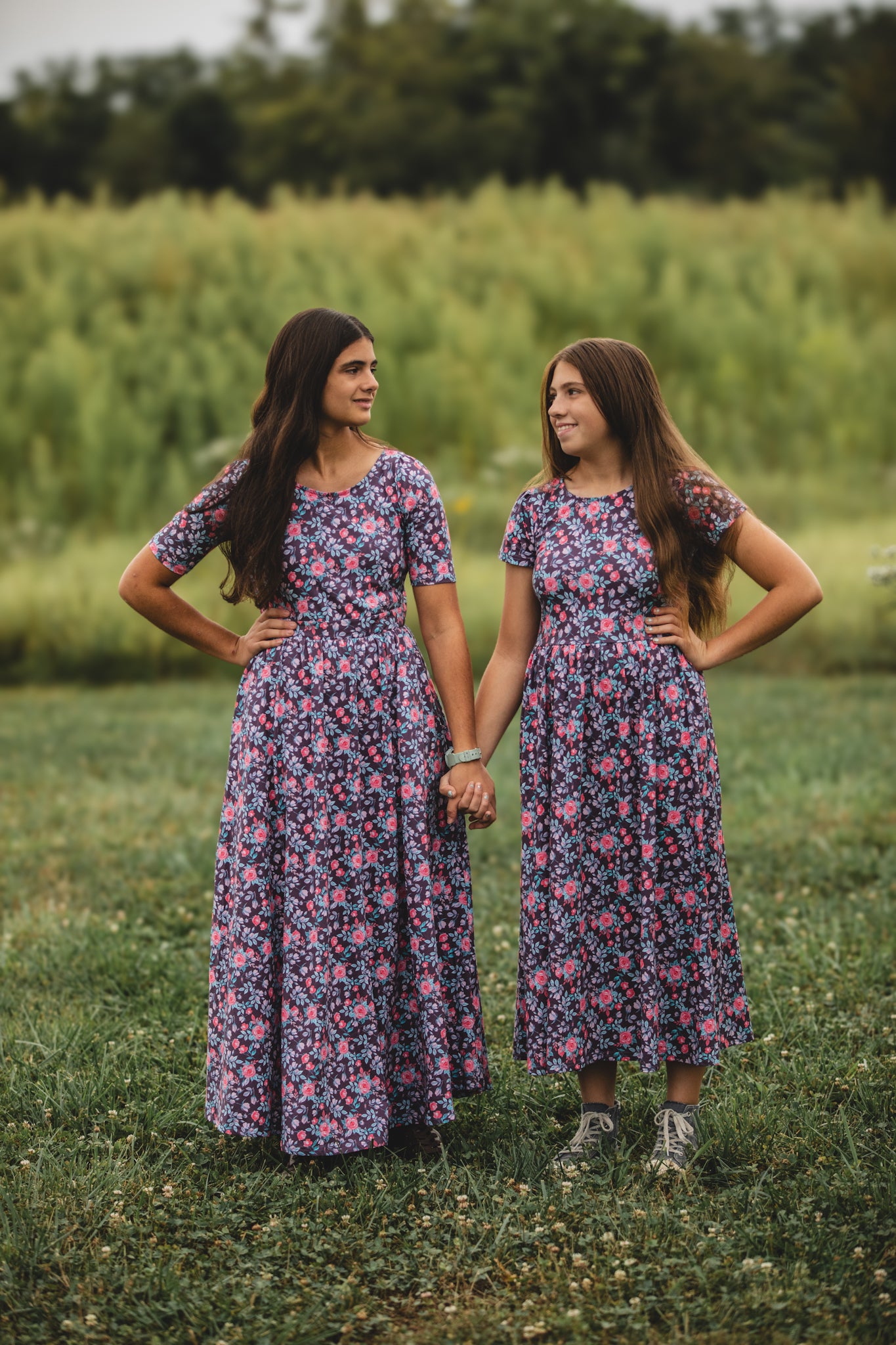 women wearing modest nursing floral dresses