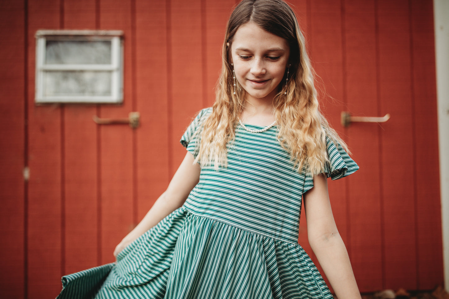 Yuletide Pinstripes ~ Fairy-twirl Dress