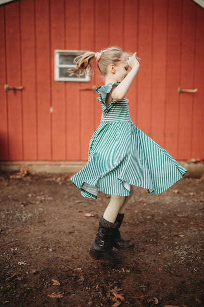 Yuletide Pinstripes ~ Fairy-twirl Dress