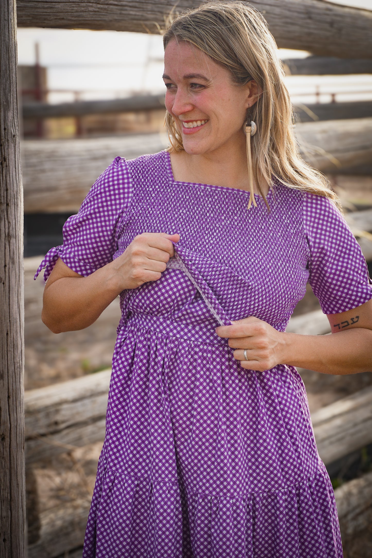 Morning Glory Gingham ~ Nightingale Dress