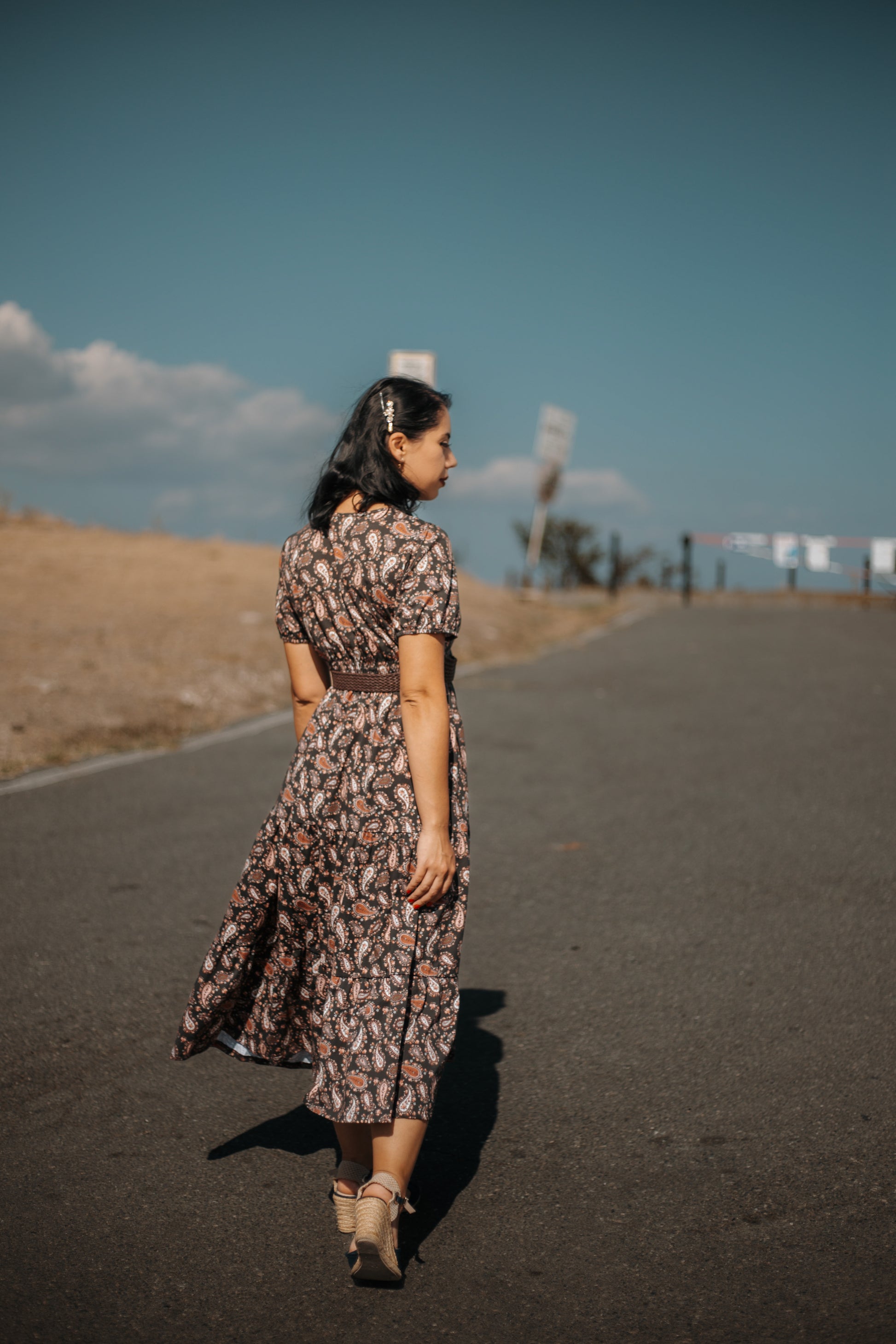 woman wearing a modest nursing floral dress