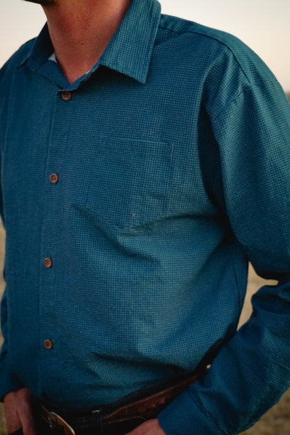 Indigo Lattice ~ Men’s Brave Button-up