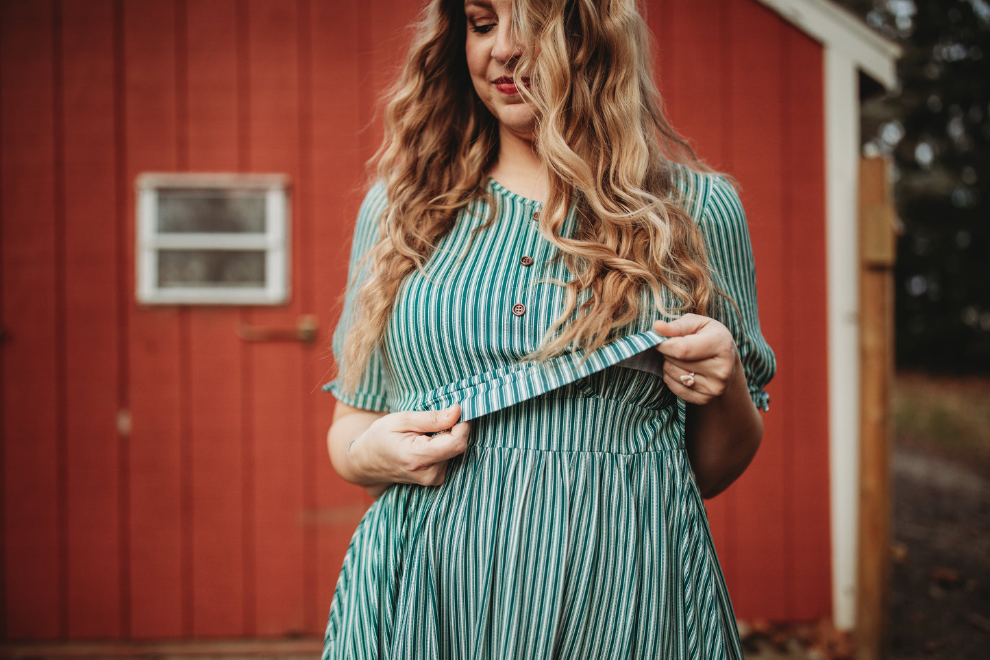 Yuletide Pinstripes ~ Rowena Maxi