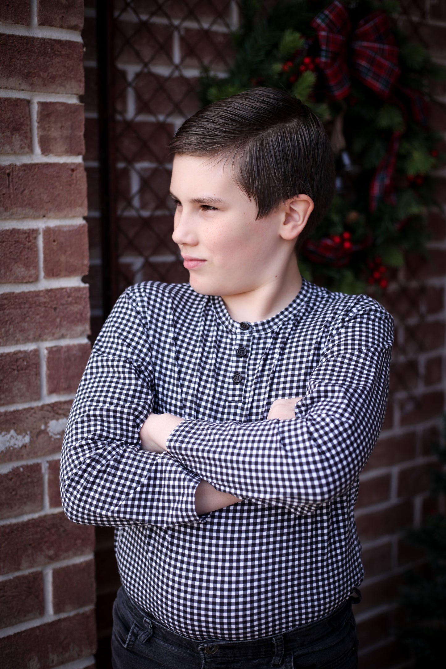 Graphite Gingham ~ Lionheart Henley