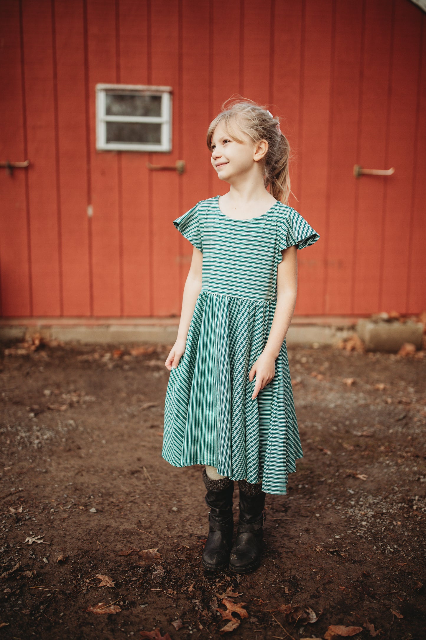 Yuletide Pinstripes ~ Fairy-twirl Dress