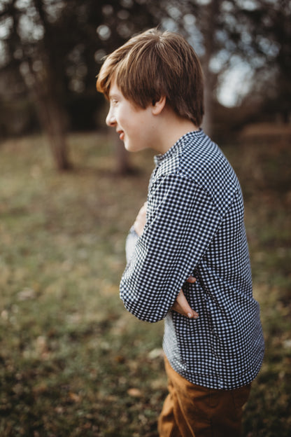 Graphite Gingham ~ Lionheart Henley