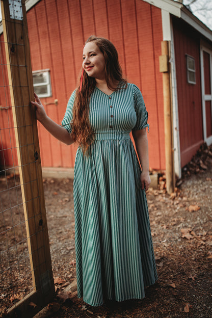 Yuletide Pinstripes ~ Rowena Maxi