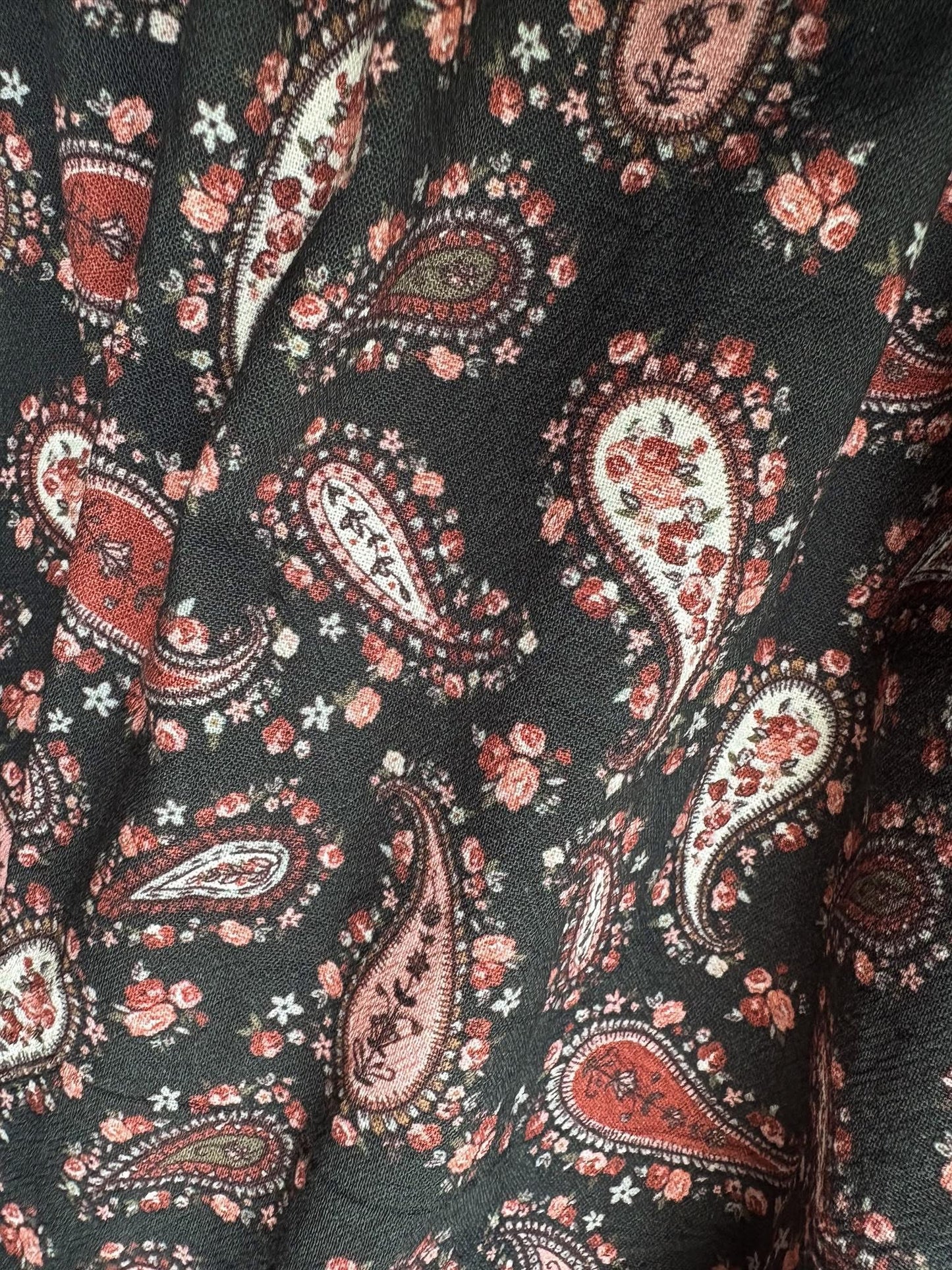 Modest nursing dress fabric with paisley pattern