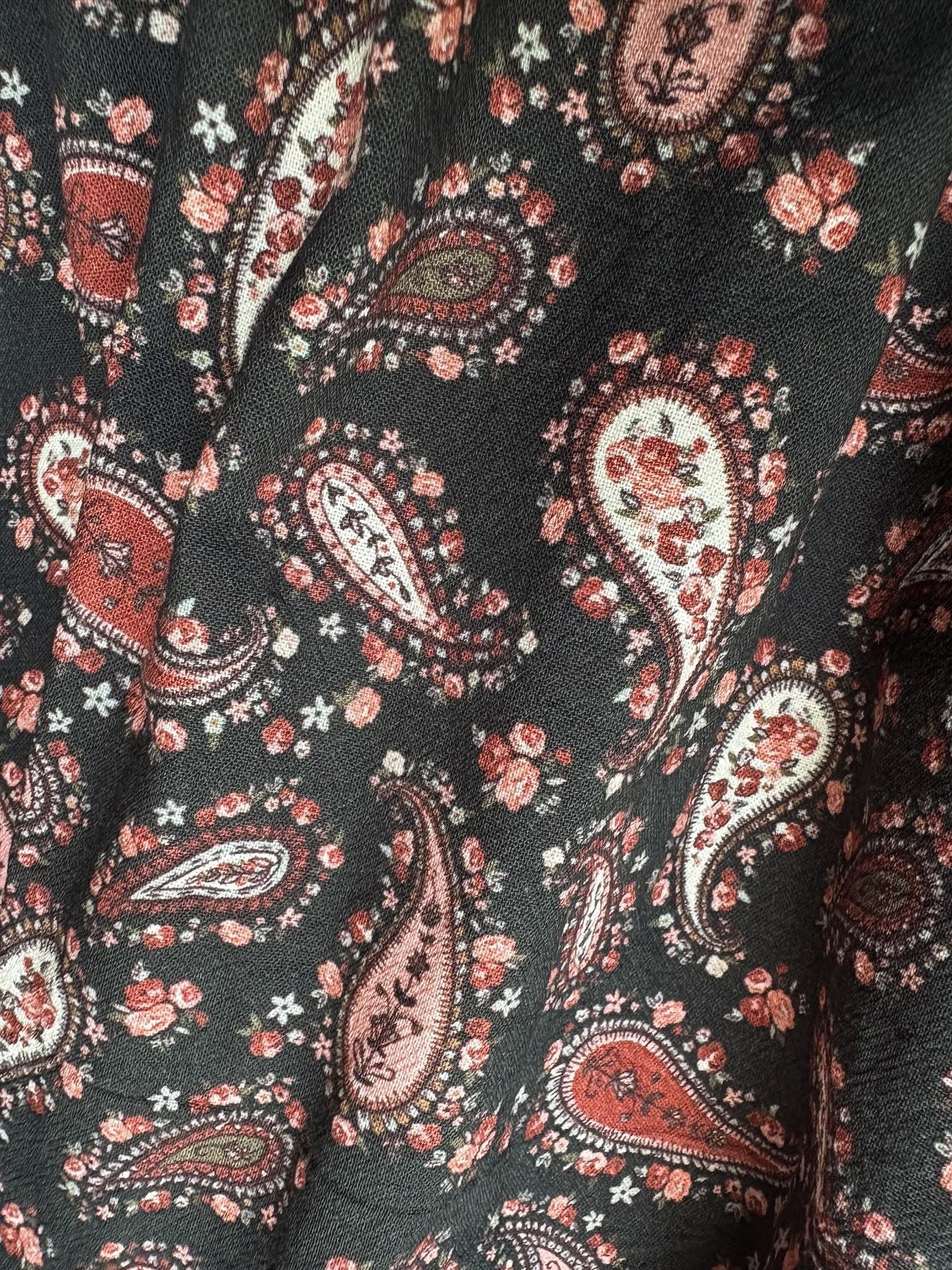 Modest nursing dress fabric with paisley pattern