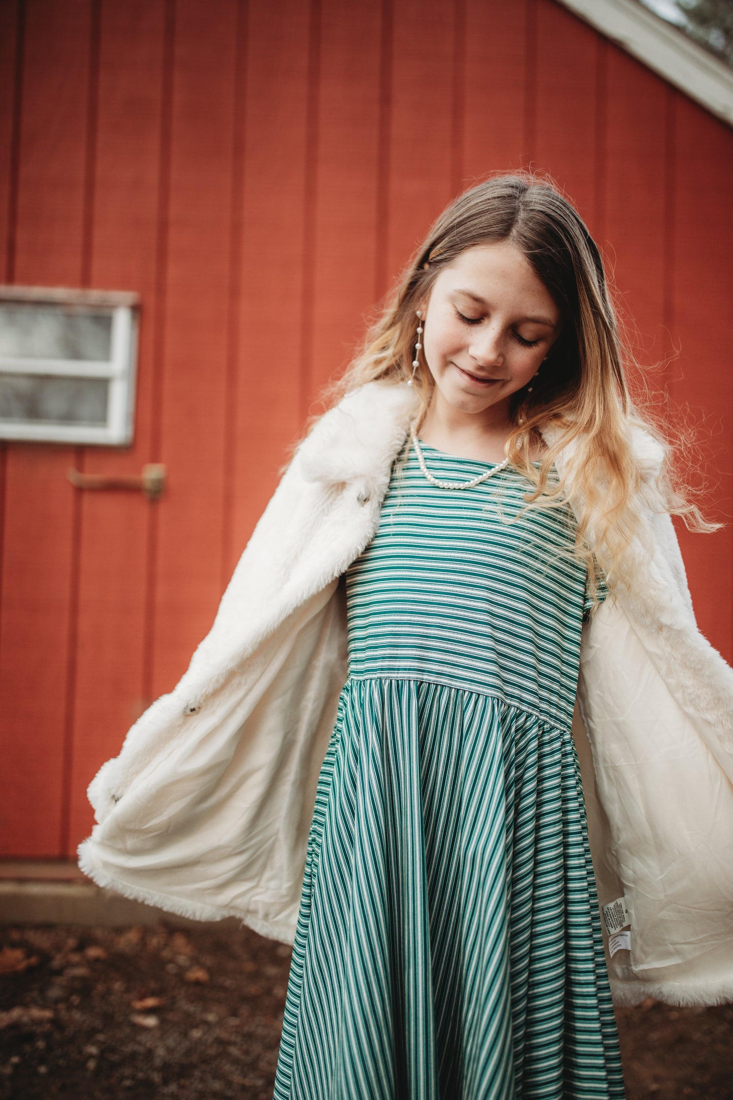 Yuletide Pinstripes ~ Fairy-twirl Dress