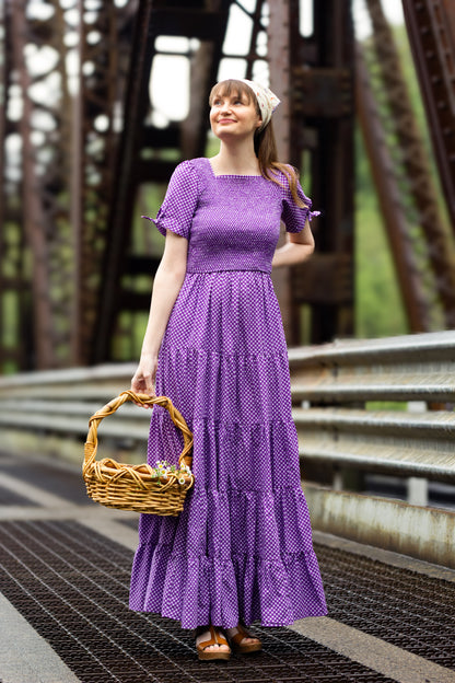 Morning Glory Gingham ~ Nightingale Dress