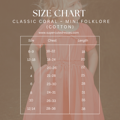 Classic Coral ~ Mini Folklore Dress