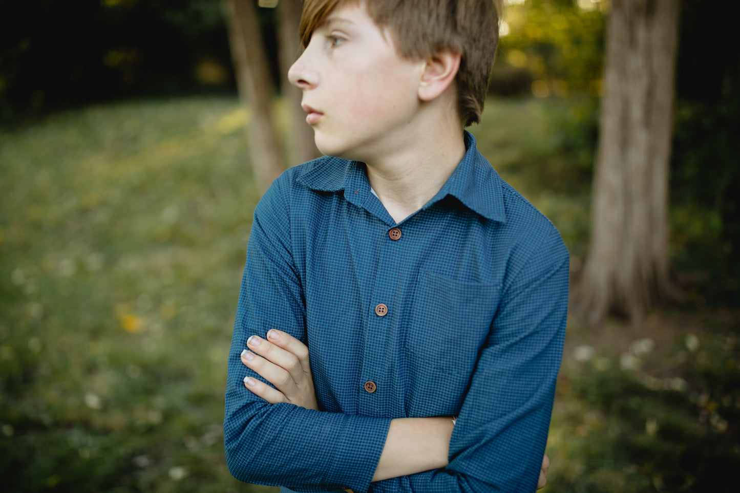 Indigo Lattice ~ Boy’s Brave Button-up