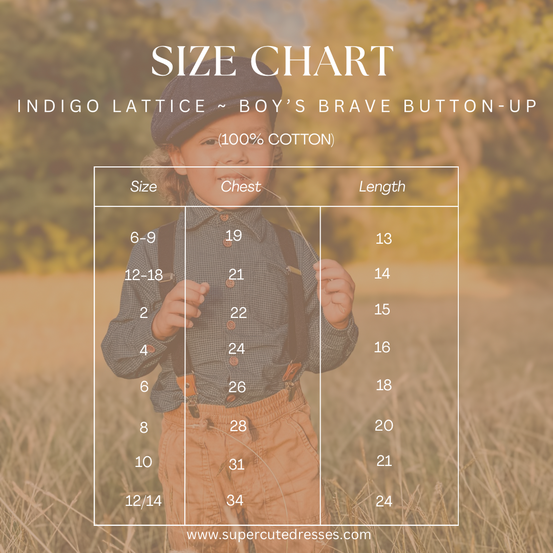 Indigo Lattice ~ Boy’s Brave Button-up