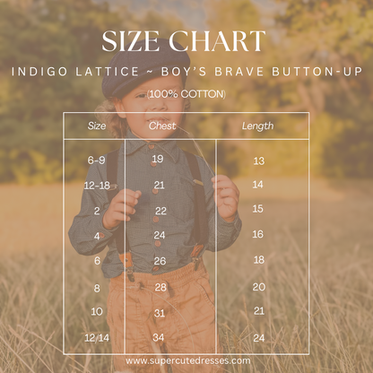 Indigo Lattice ~ Boy’s Brave Button-up