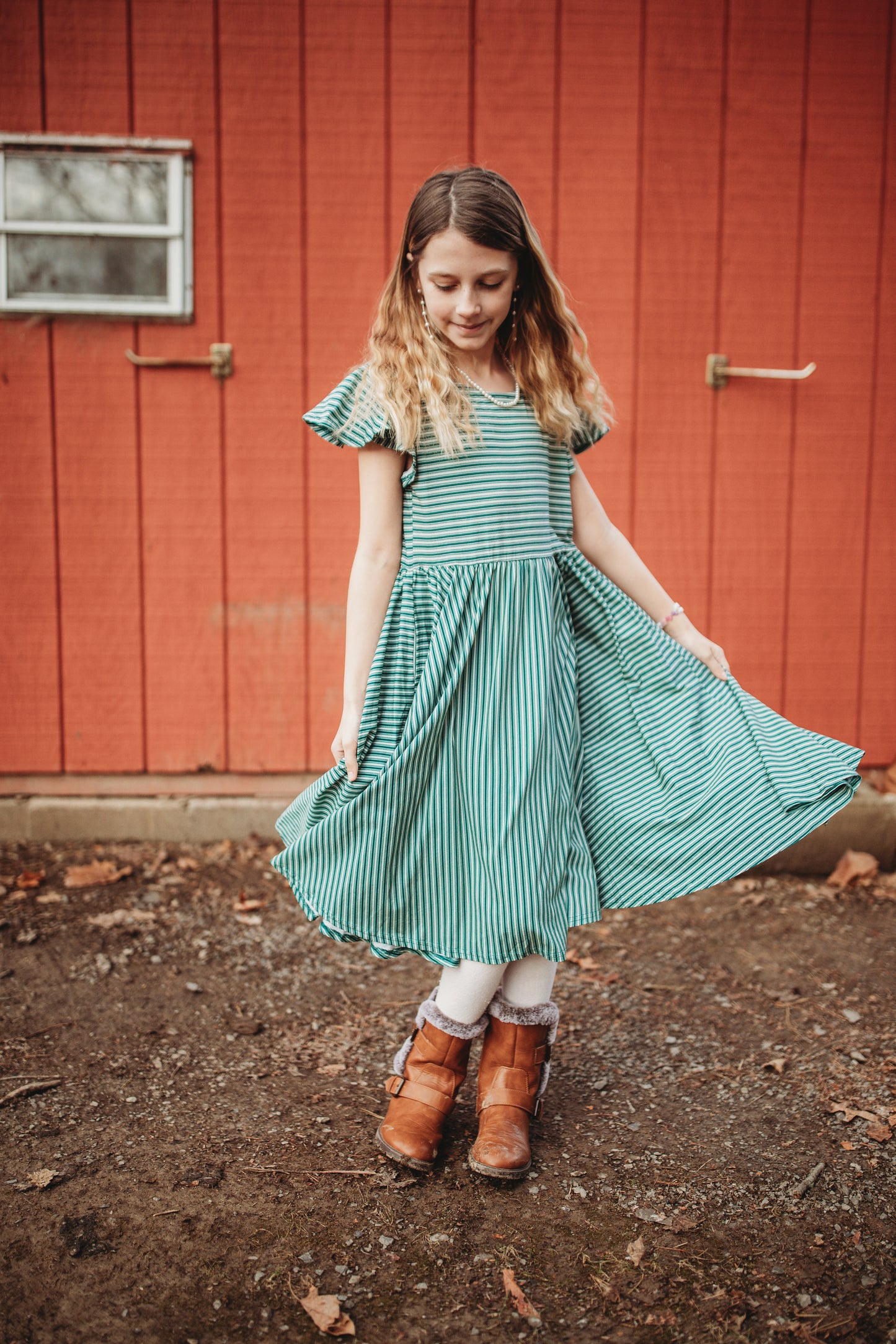 Yuletide Pinstripes ~ Fairy-twirl Dress