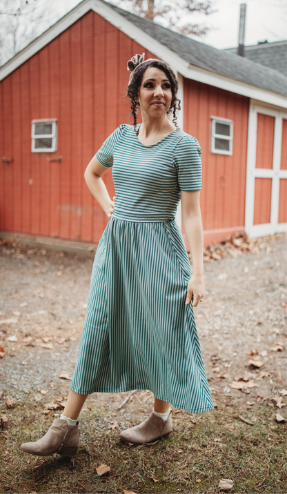 Yuletide Pinstripes ~ Everyday Dress