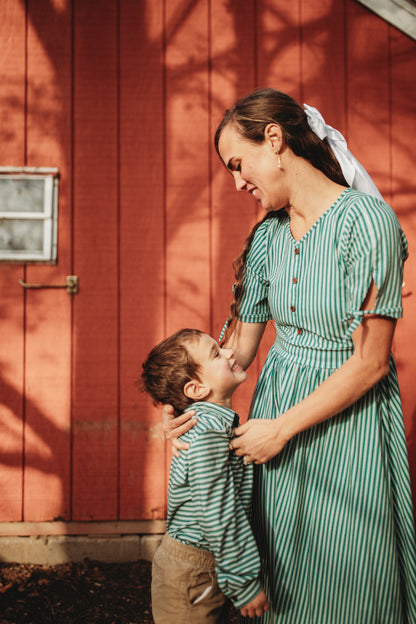 Yuletide Pinstripes ~ Rowena Maxi