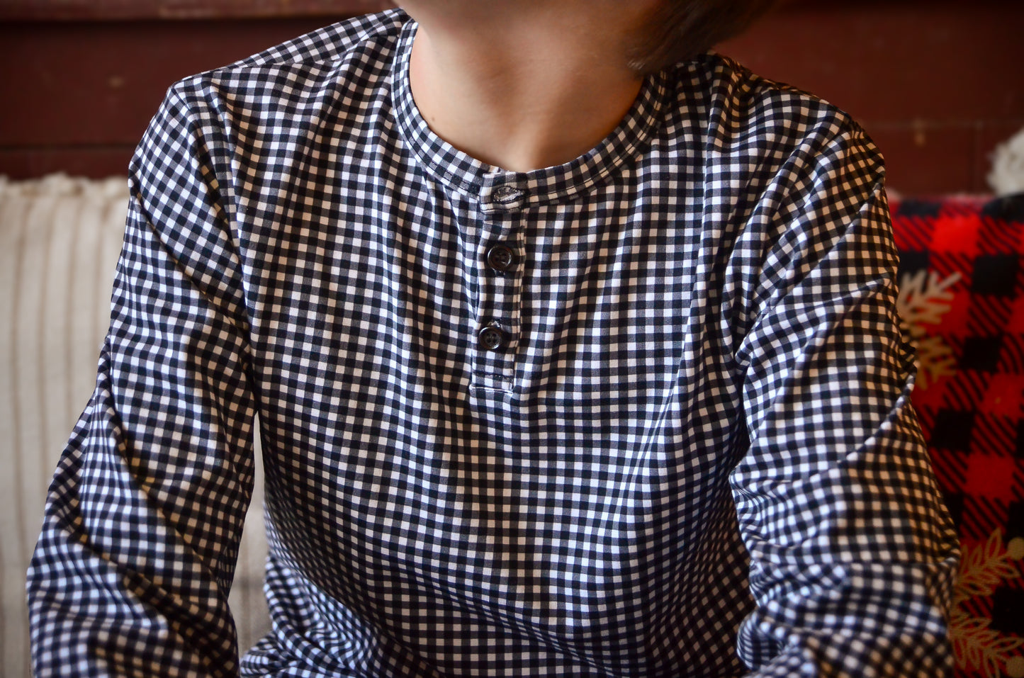 Graphite Gingham ~ Lionheart Henley