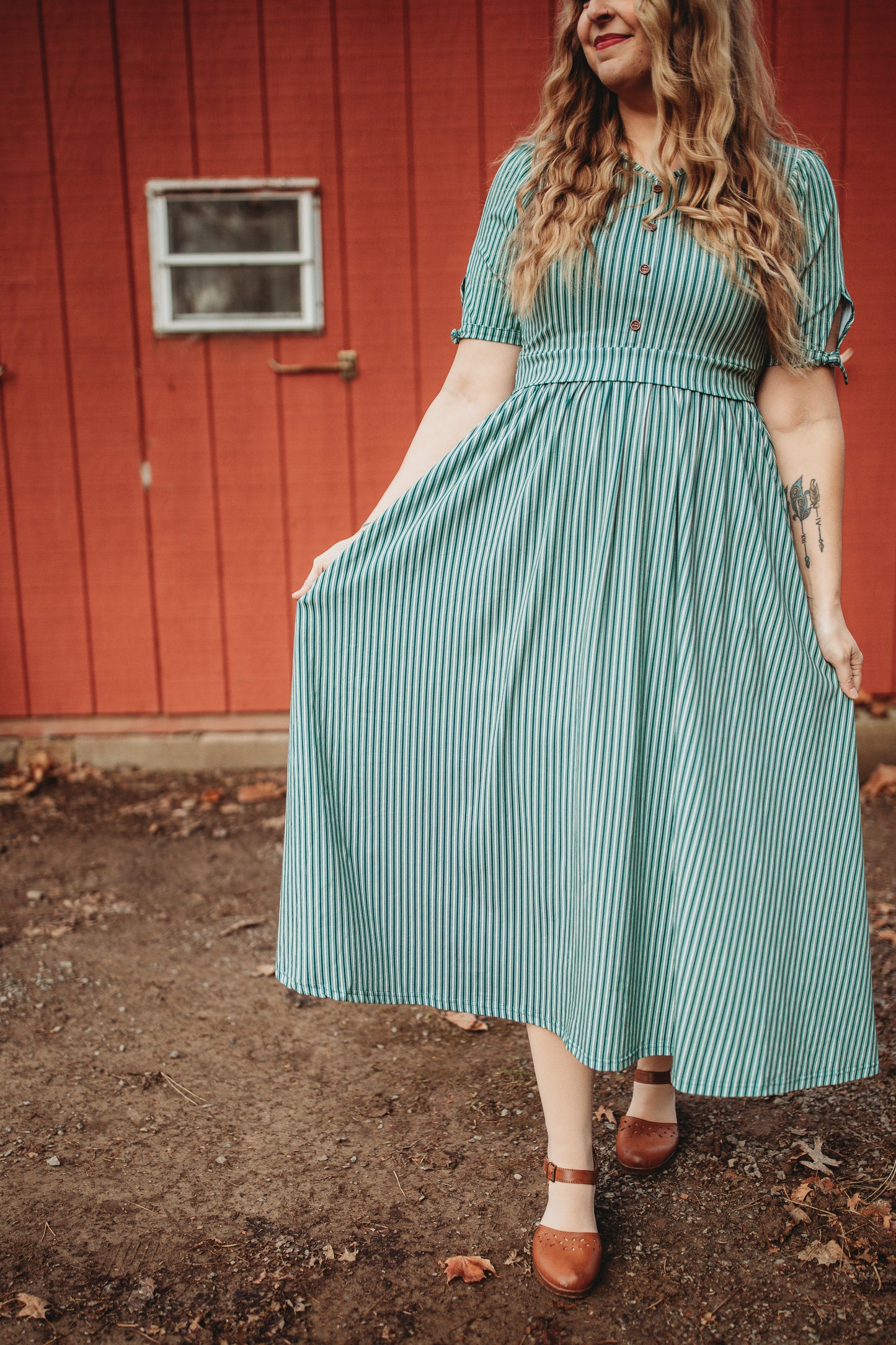 Yuletide Pinstripes ~ Rowena Maxi