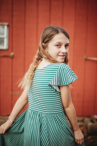 Yuletide Pinstripes ~ Fairy-twirl Dress