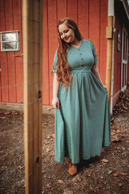 Yuletide Pinstripes ~ Rowena Maxi