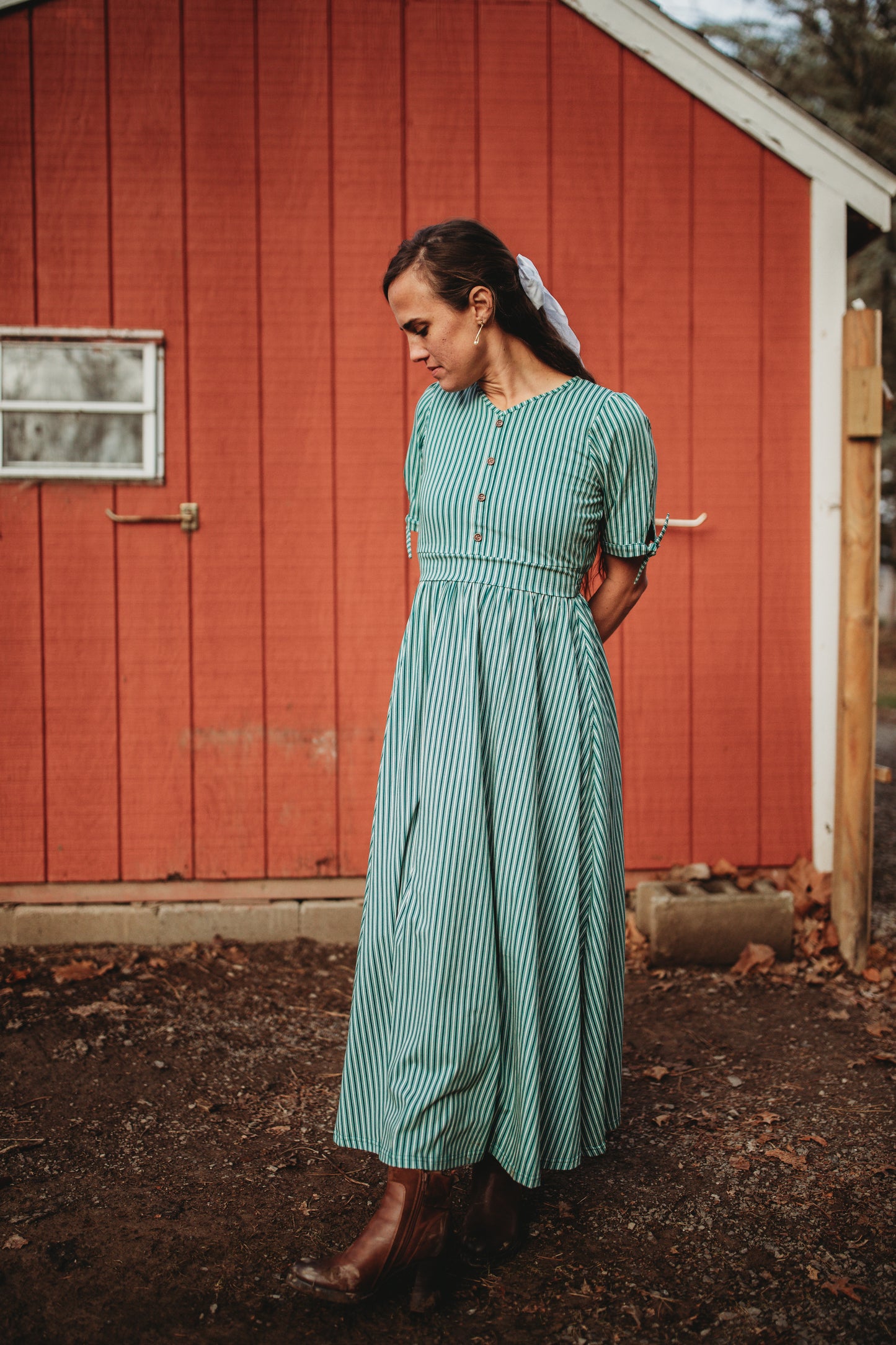 Yuletide Pinstripes ~ Rowena Maxi