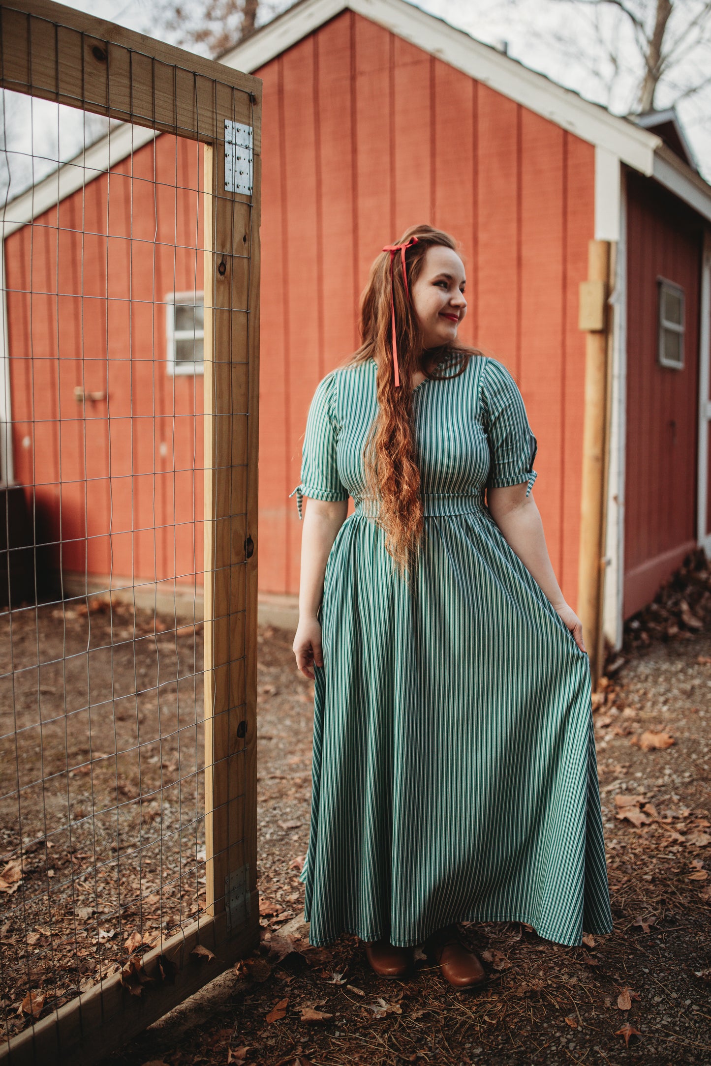 Yuletide Pinstripes ~ Rowena Maxi