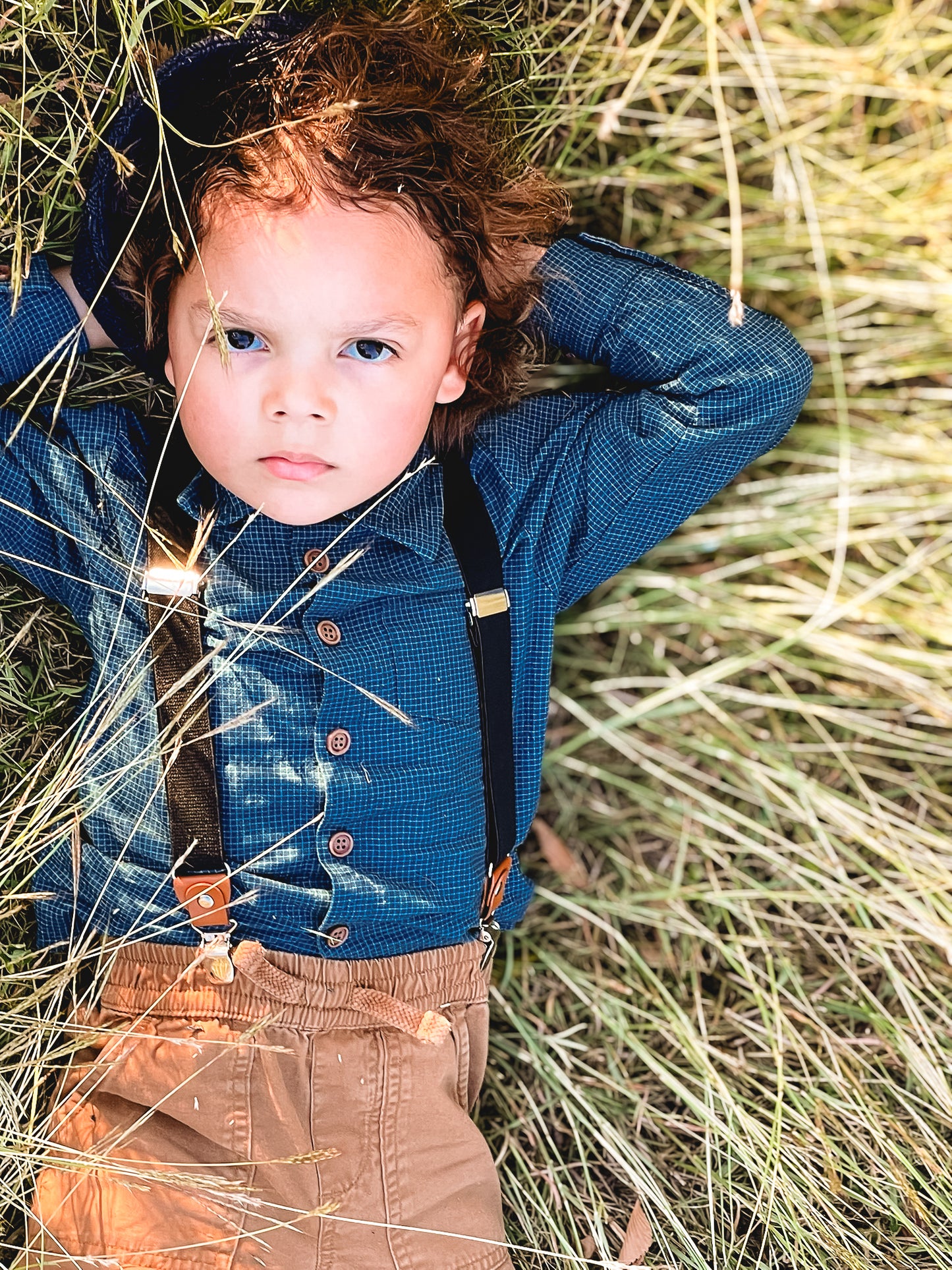 Indigo Lattice ~ Boy’s Brave Button-up