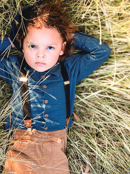 Indigo Lattice ~ Boy’s Brave Button-up